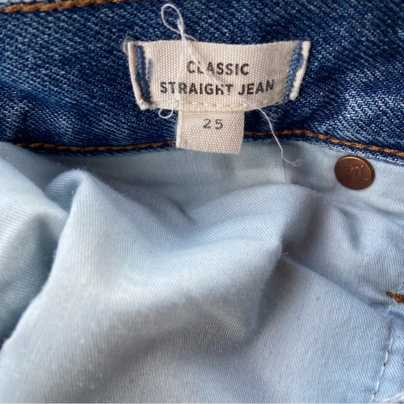 Madewell Classic Straight Jeans in Jade Wash: Knee-Rip Edition J7951 - Picture 11 of 12